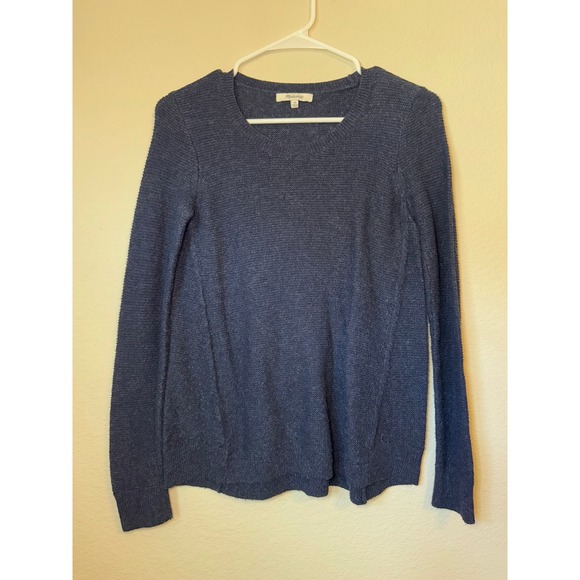Madewell XS Blue Long Sleeve Cotton Blend Textured Knit Sweater Casual - Picture 1 of 4